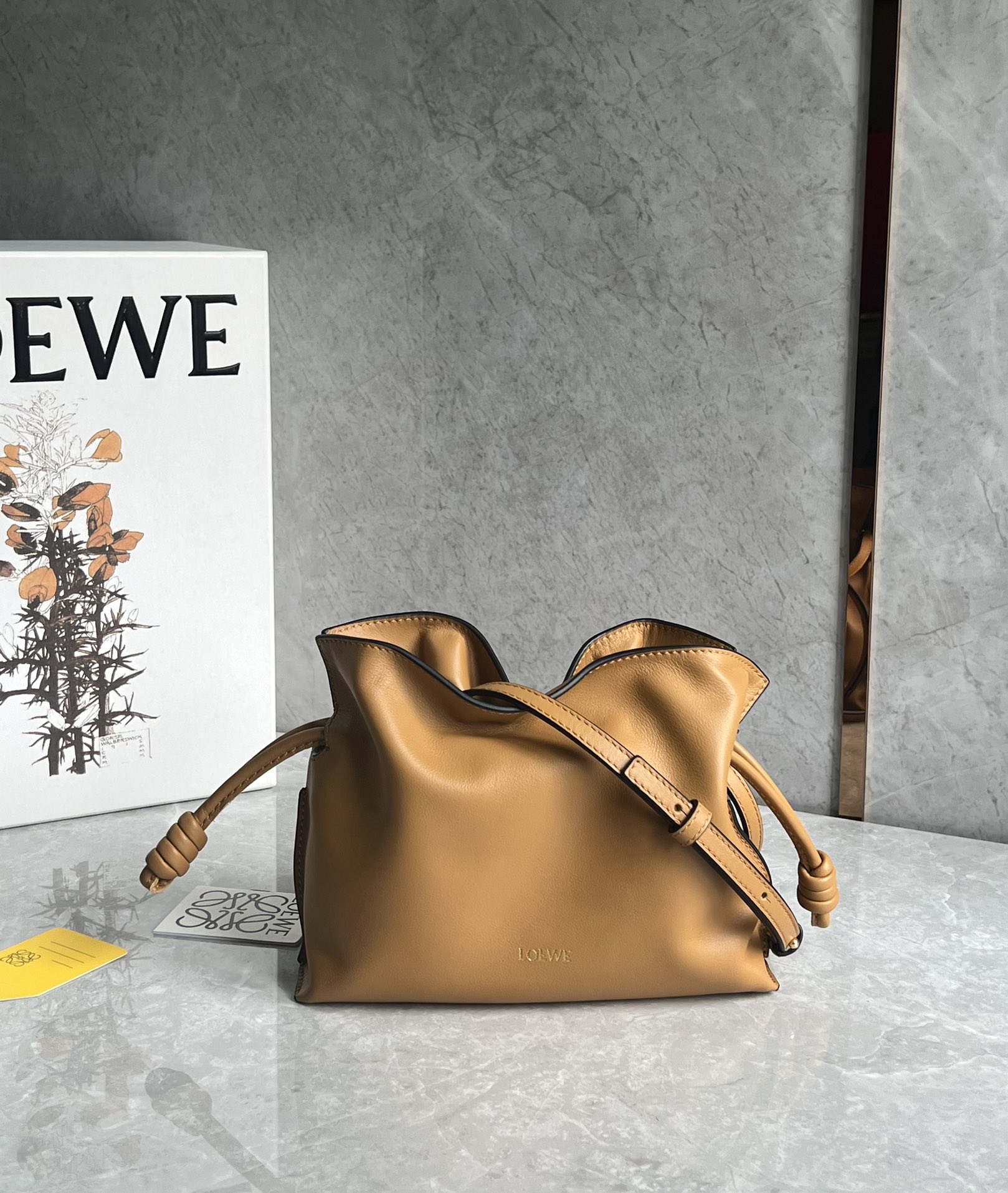 Loewe Mini Flamenco clutch in nappa calfskin Warm Desert